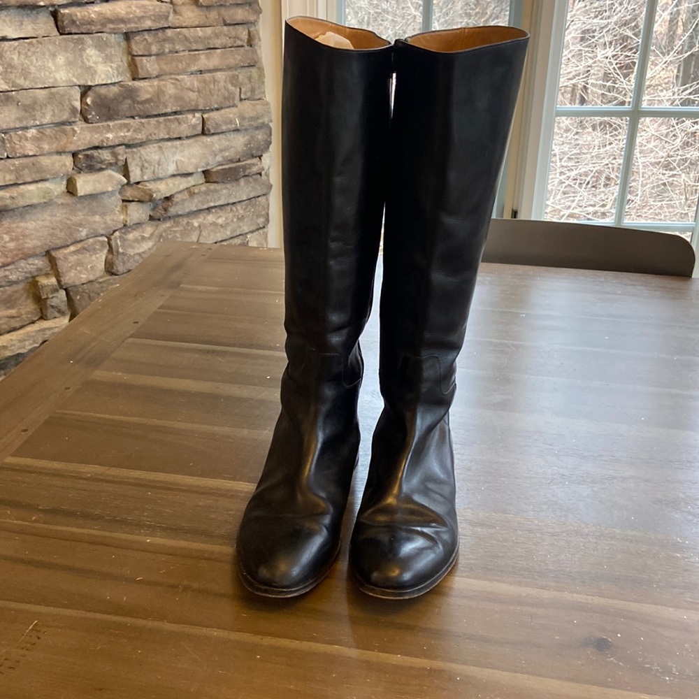 Tall Leather Riding Boots Ralph Lauren Size 10.5 Black